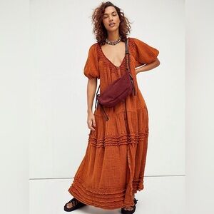 Free People “ Sunday Stroll” Maxi Dress in Burnt Orange